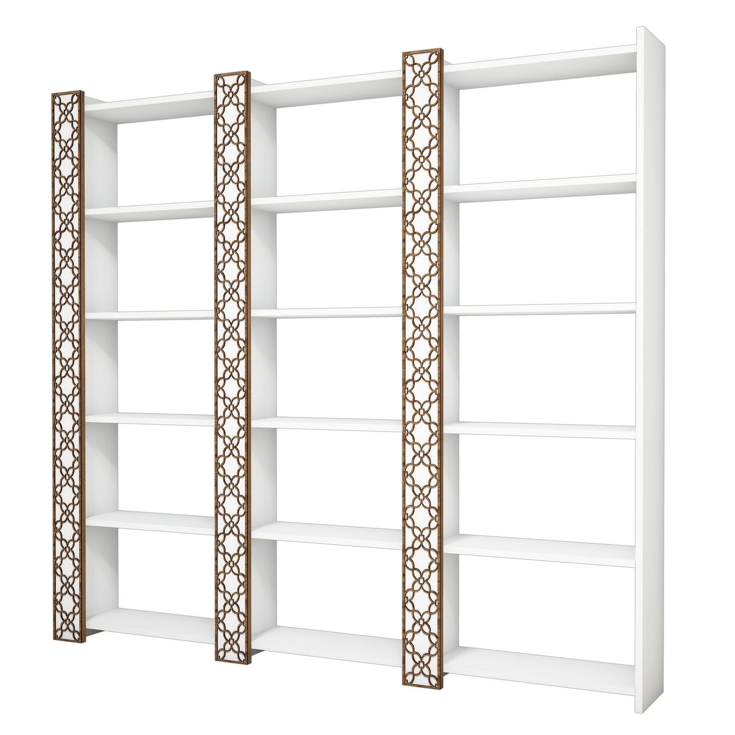 Estante moderna – 184,6 cm x 170 cm x 24,2 cm – Branco – Painel de partículas revestido a melamina
