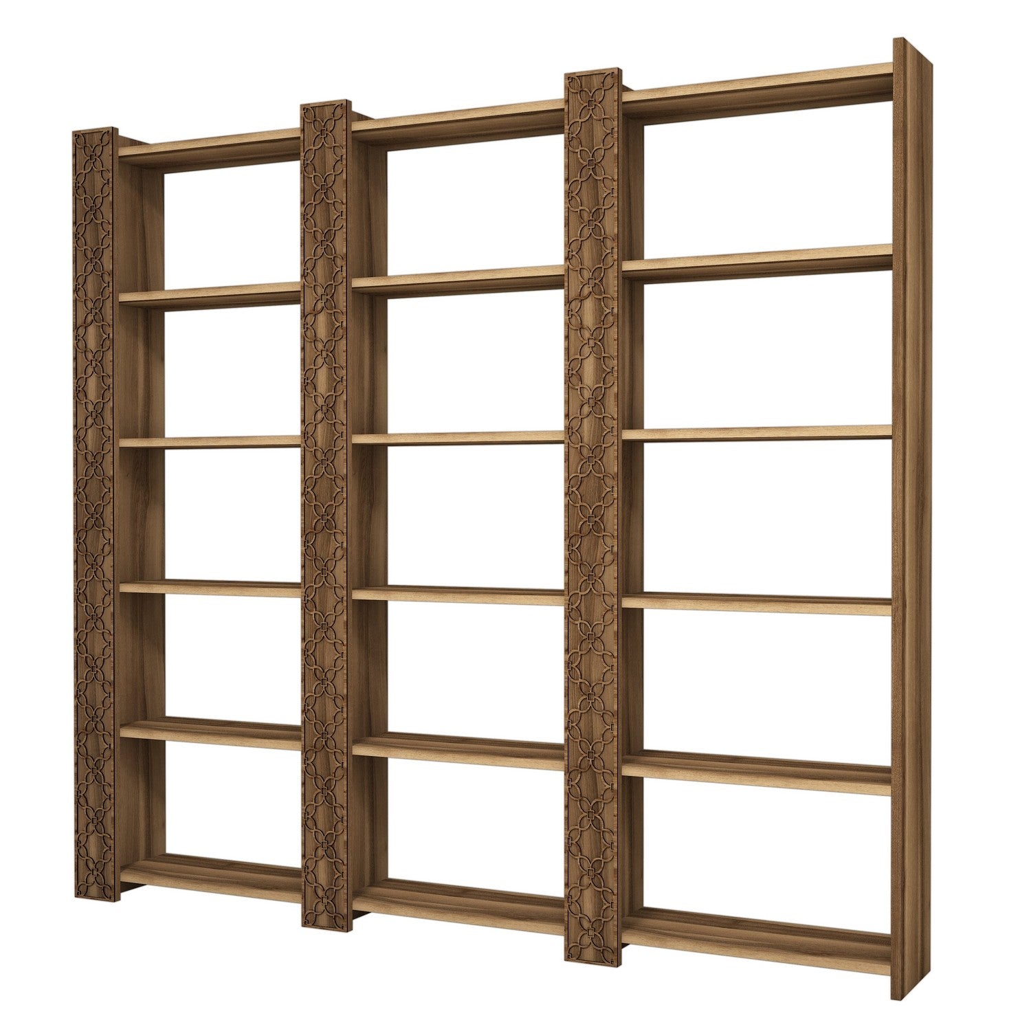 Estante moderna em melamina – 184,6 cm x 170 cm x 24,2 cm – cor nogueira