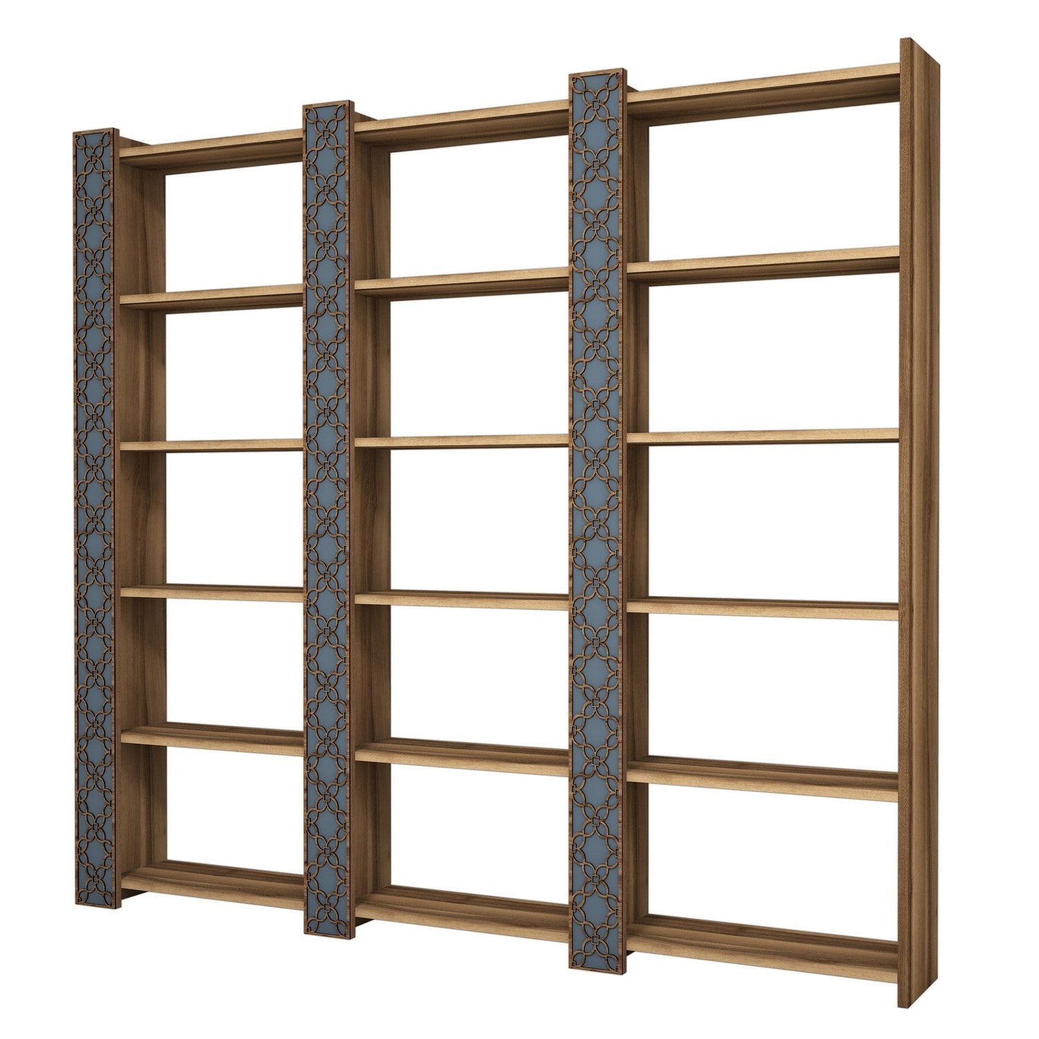 Estante moderna – 184,6 x 170 x 24,2 cm – Nogueira e Calcedónia – Melamina
