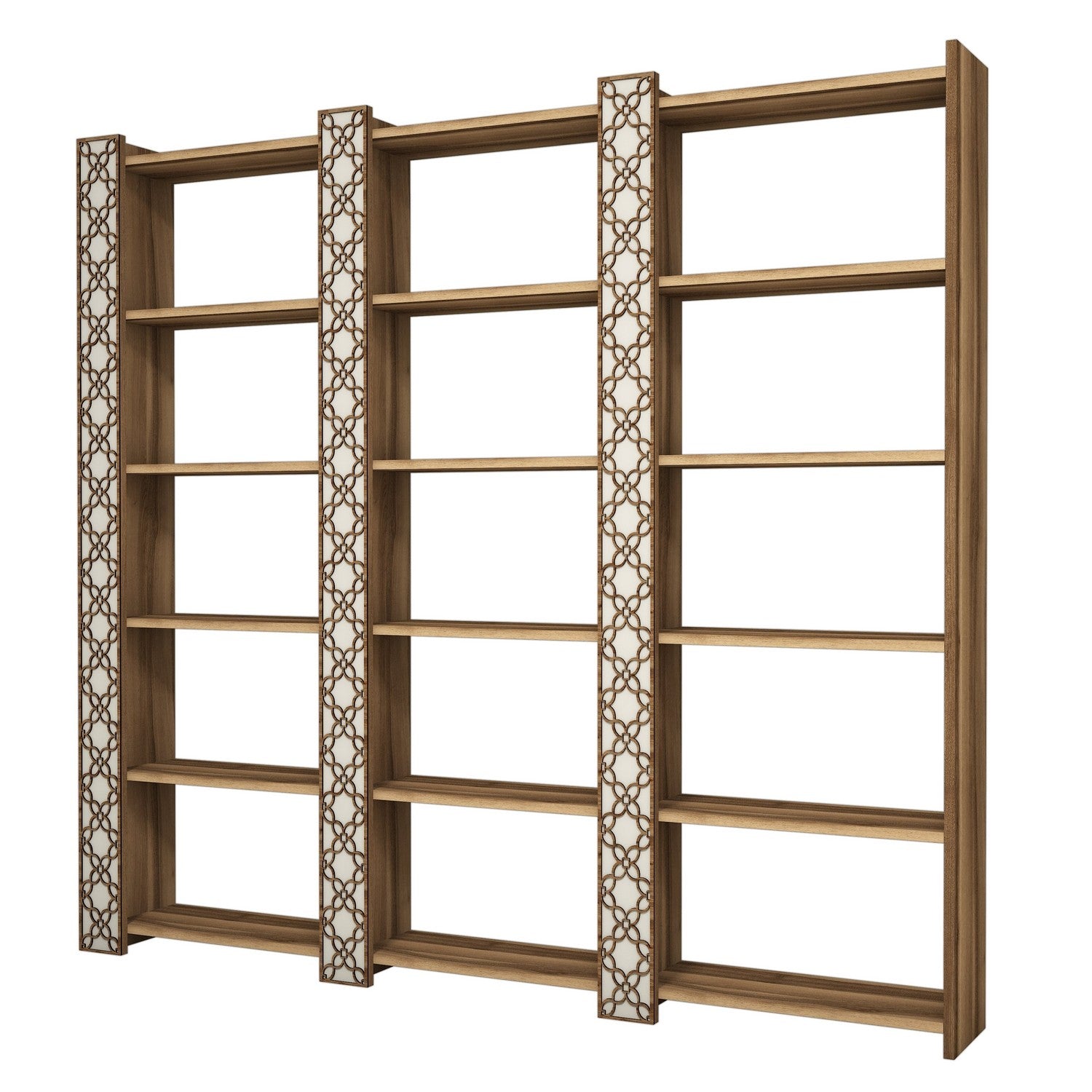 Estante moderna – 184,6 x 170 x 24,2 cm – cor nogueira e creme – 100% revestida em melamina