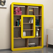 Estante de Livros – 108,4 x 140 x 21,8 cm – Nogueira e Amarelo – Painel de partículas revestido de melamina