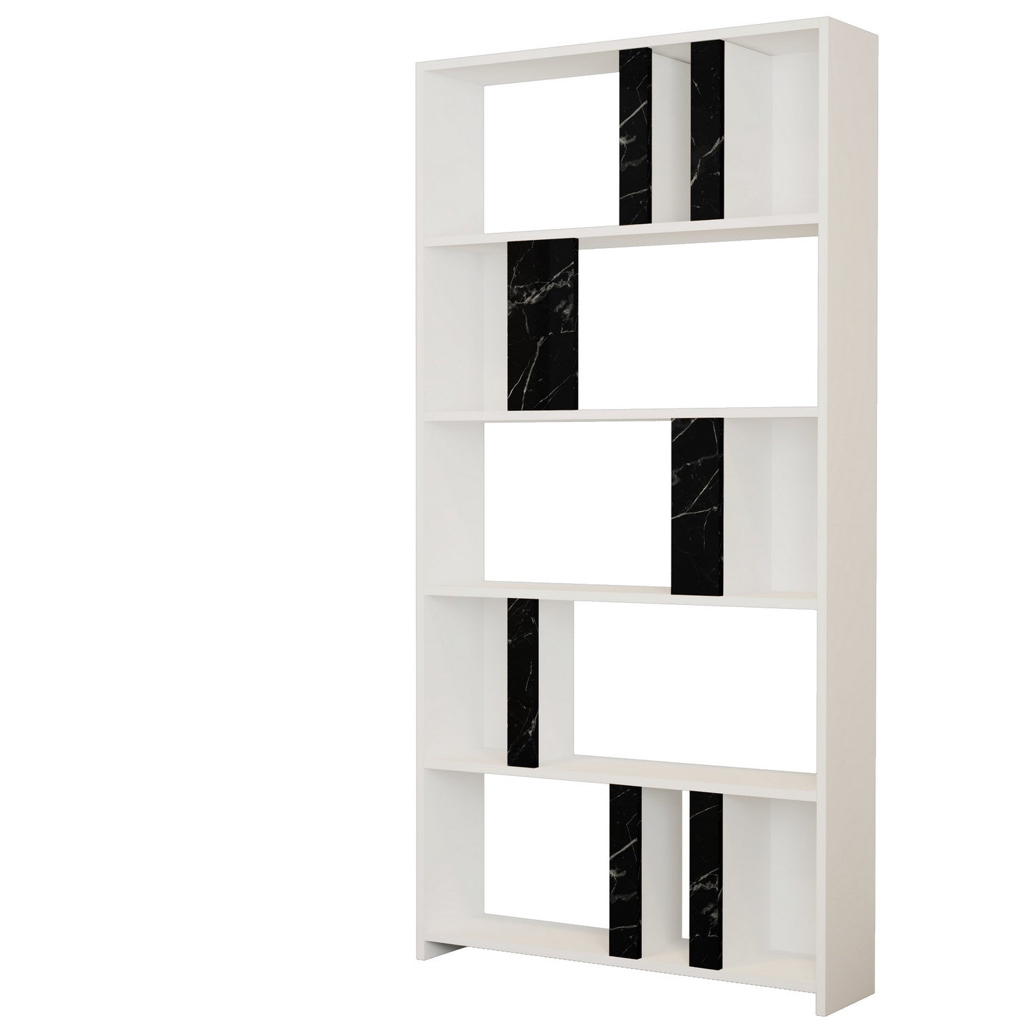 Estante moderna – 90 x 180 x 20 cm – Branco e preto – Painel de partículas revestido a melamina