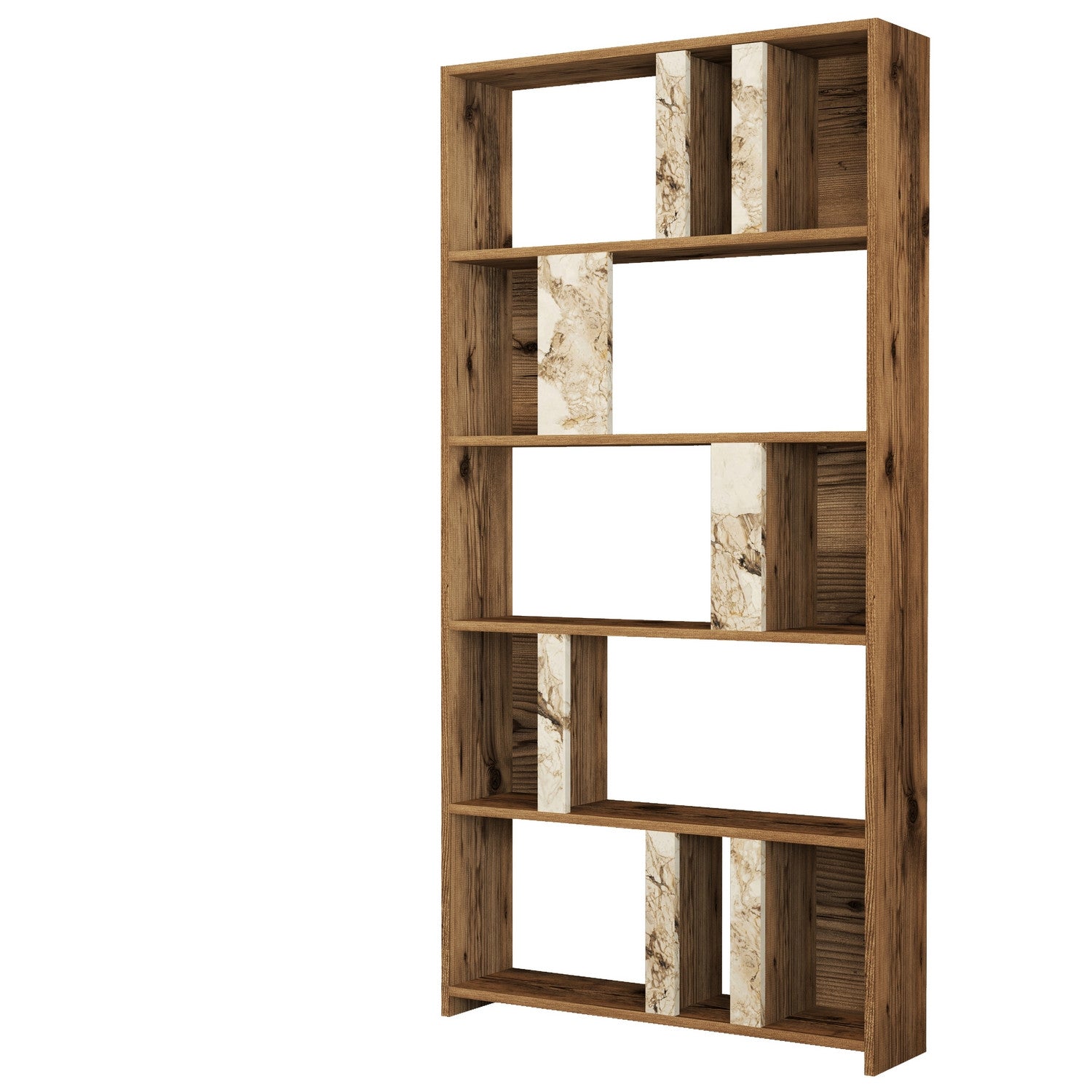 Estante moderna – 90 x 180 x 20 cm – Nogueira e Branca – MDF revestido de melamina