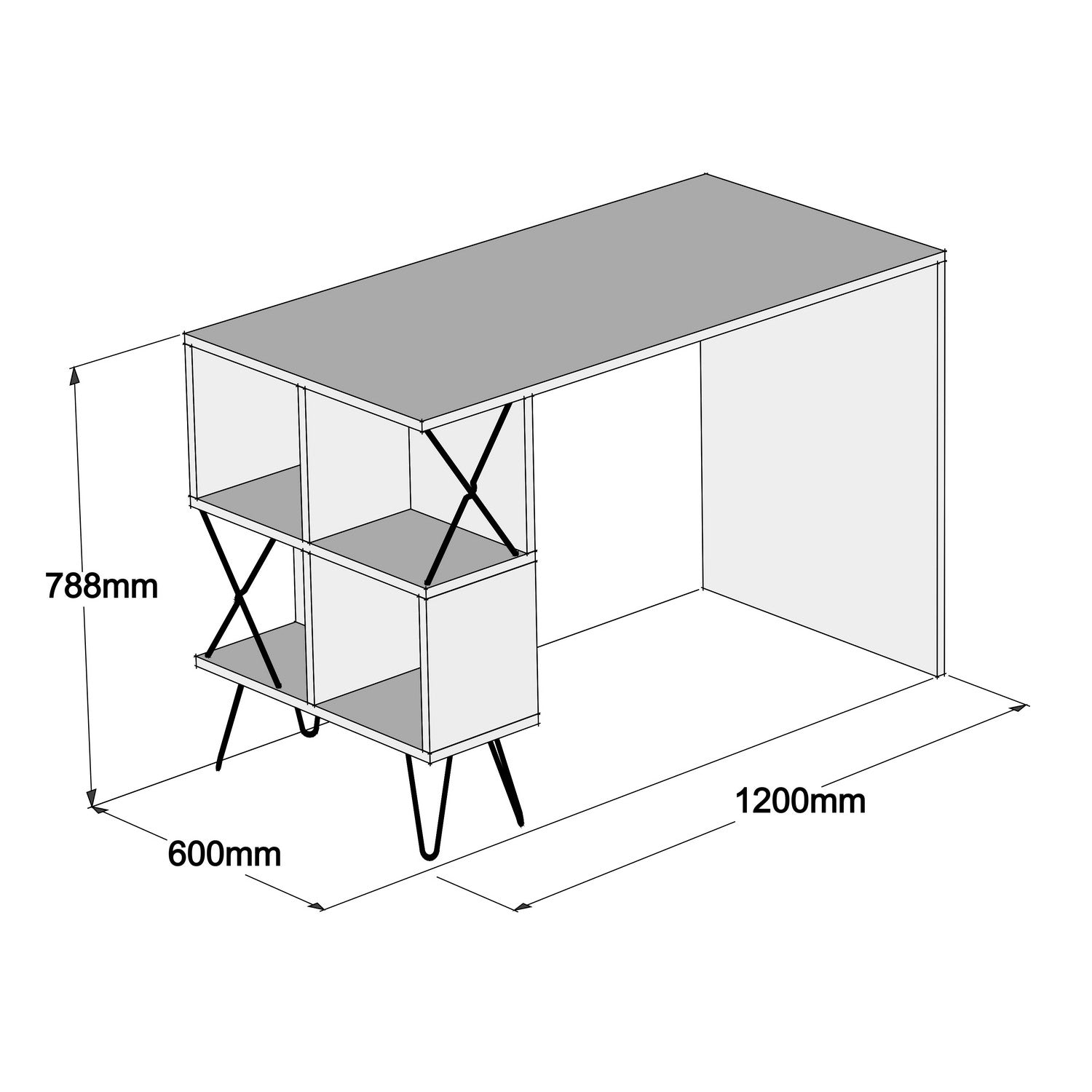 Secretária de Estudo Moderna – 120 x 78,8 x 60 cm – Creme e Preto – Painéis de partículas revestidos a melamina
