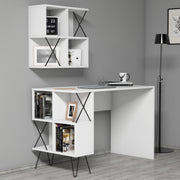 Secretária de Estudo Moderna – 120 x 60 x 78,8 cm – Branco e Preto – 100% Melamina
