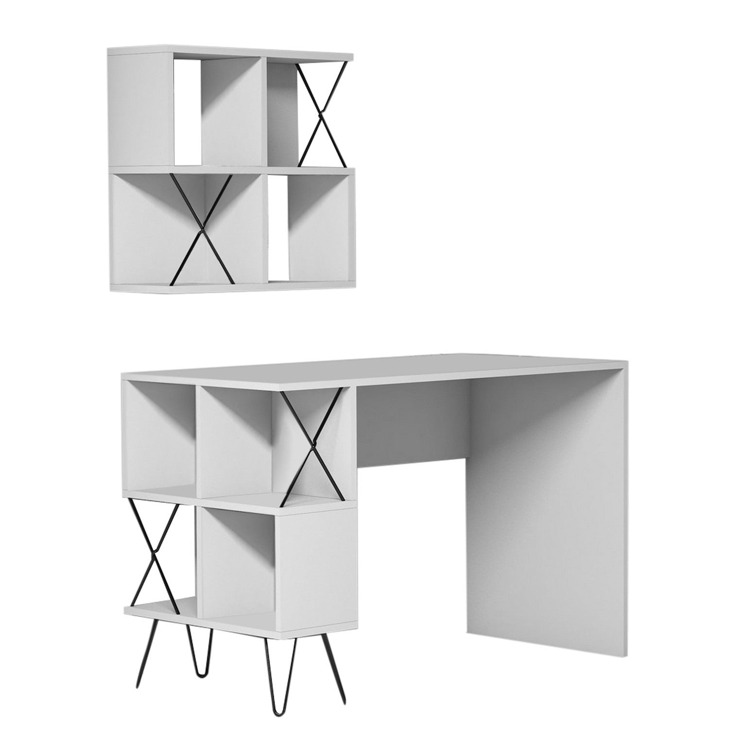 Secretária de Estudo Moderna – 120 x 60 x 78,8 cm – Branco e Preto – 100% Melamina
