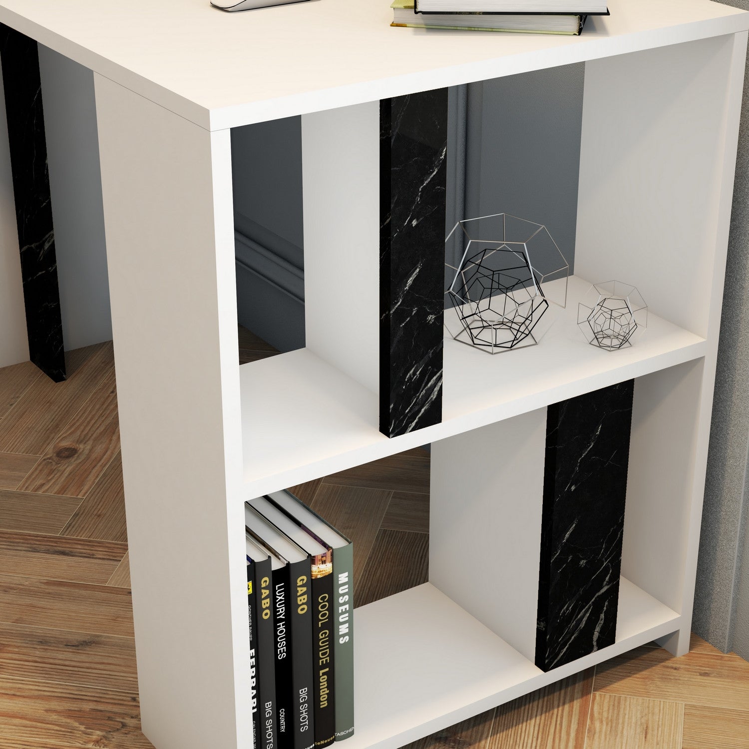 Secretária de Estudo/Escritório – 120 cm – Antracite e Branco – Painel de Partículas com Melamina