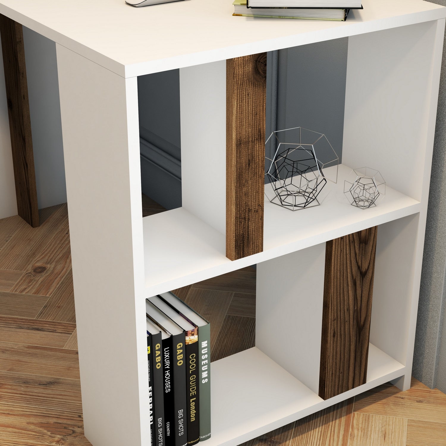 Secretária de Estudo – 120 x 60 x 75,4 cm – Branco e Nogueira – Melamina