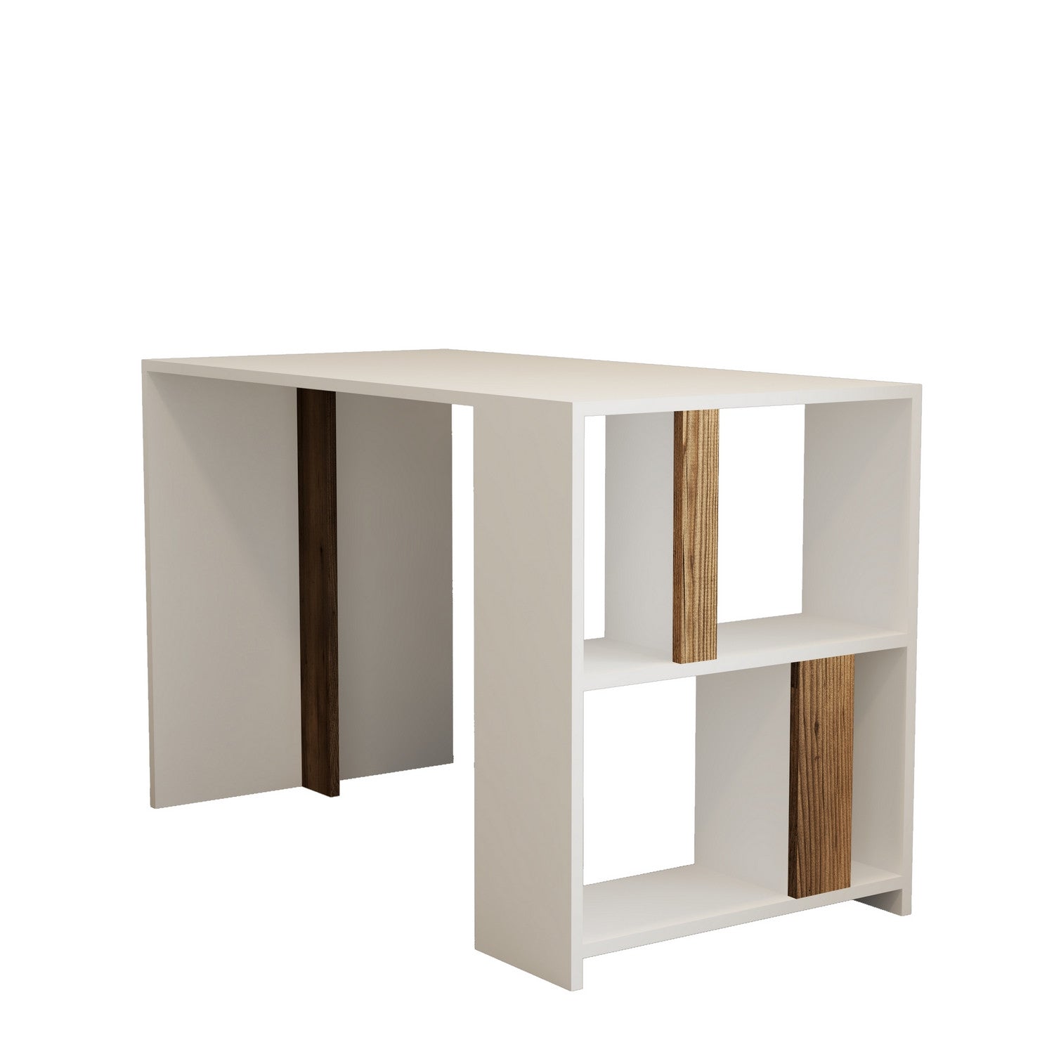 Secretária de Estudo – 120 x 60 x 75,4 cm – Branco e Nogueira – Melamina
