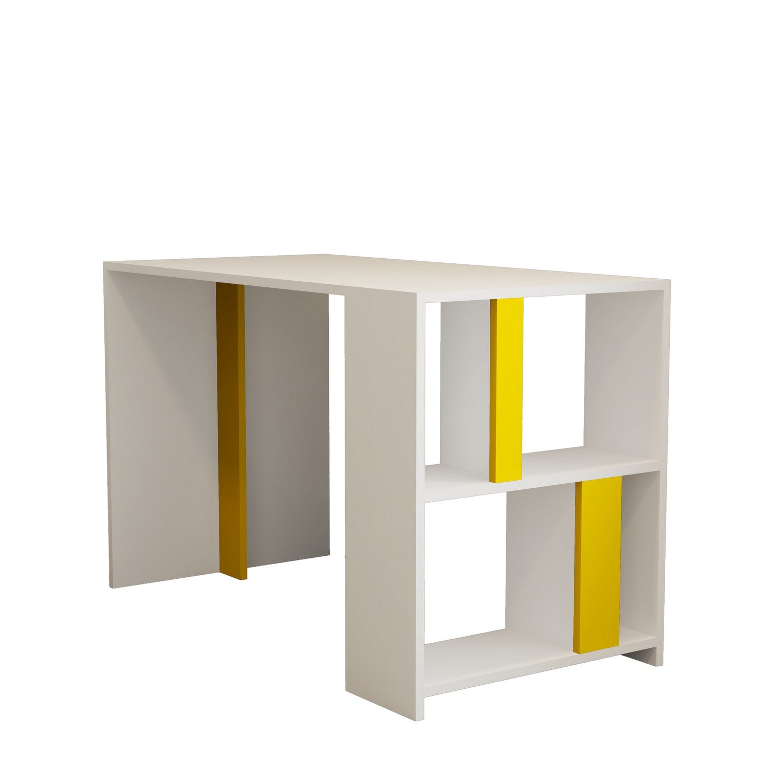 Secretária de Estudo – 120 x 60 x 75,4 cm – Branca e Amarela – Painel de Partículas