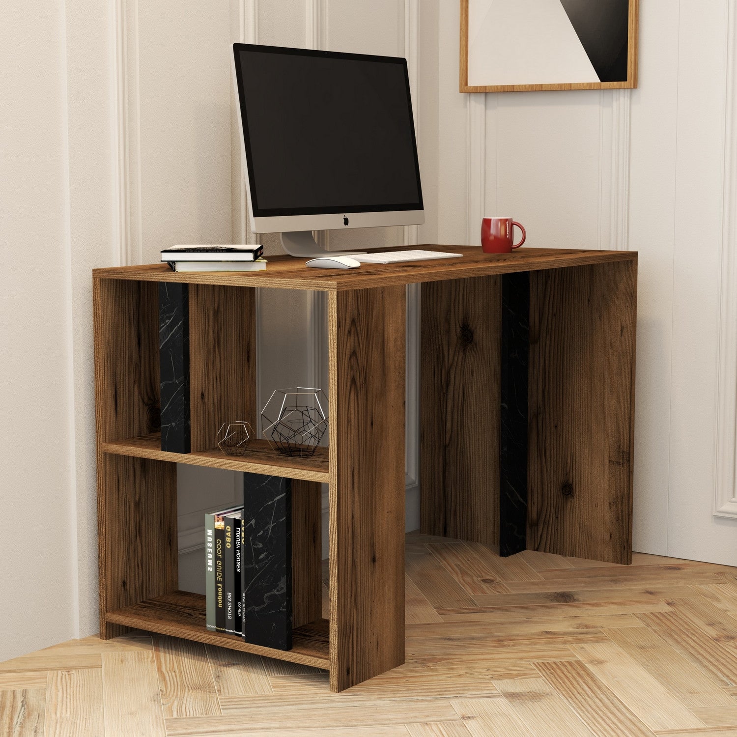 Secretária de Estudo/Escritório – 120 x 60 x 75,4 cm – Nogueira e Preto – Melamina