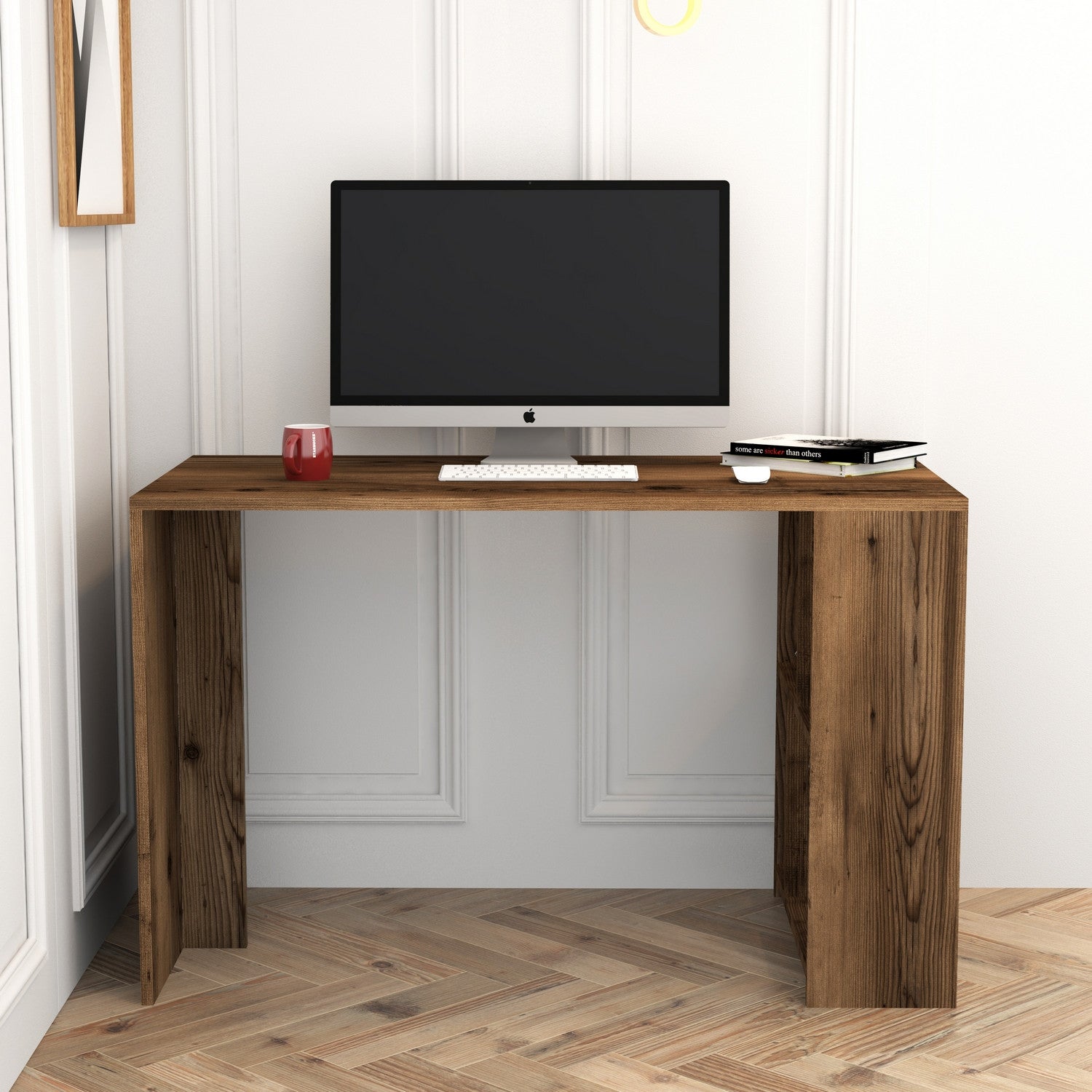 Secretária de Estudo Moderna – 120 x 75,4 x 60 cm – Nogueira – Melamina