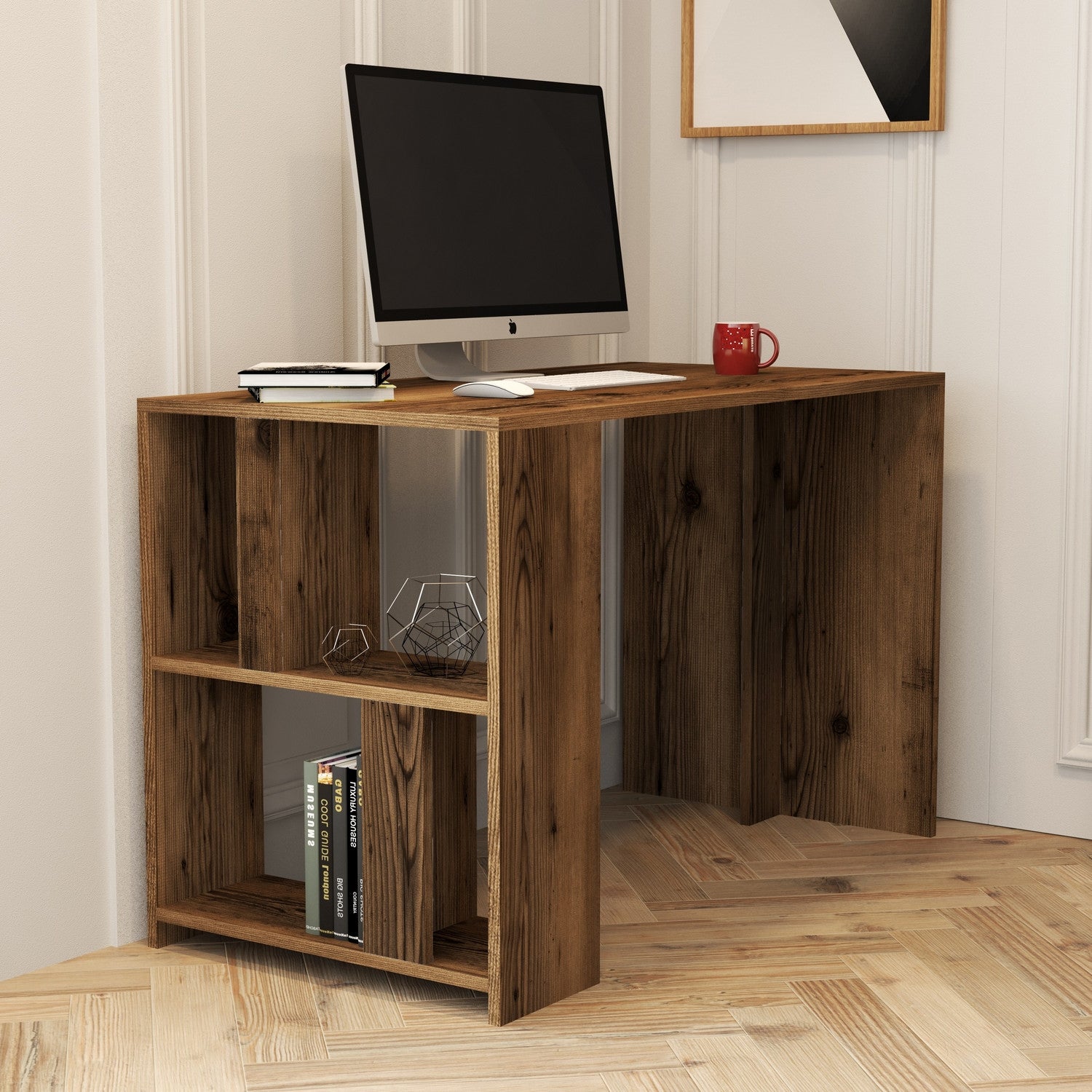 Secretária de Estudo Moderna – 120 x 75,4 x 60 cm – Nogueira – Melamina