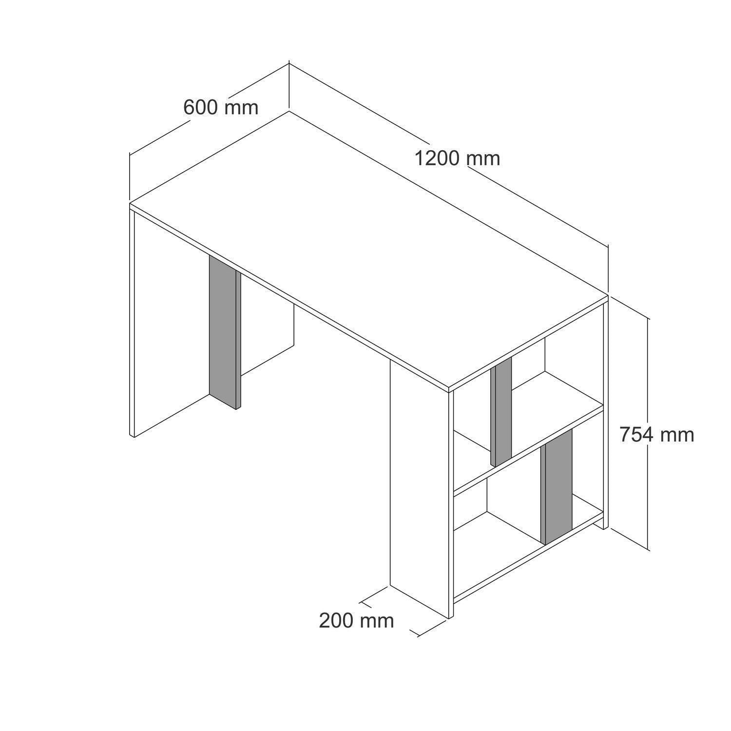 Secretária de Estudo Moderna – 120 x 75,4 x 60 cm – Nogueira – Melamina