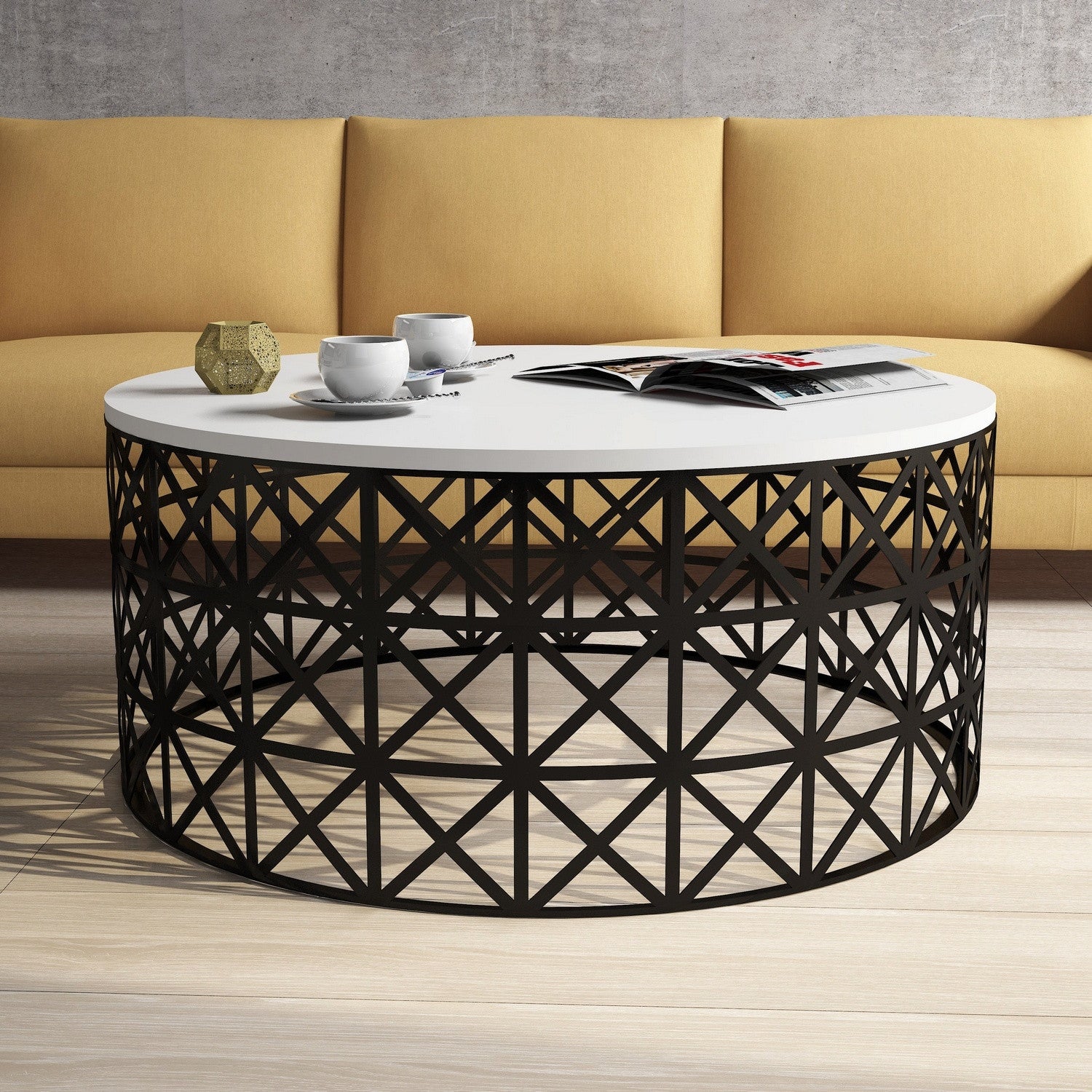 Mesa de Centro – 90 x 38 cm – Branca e Preta – Painel de Partículas Revestido em Melamina