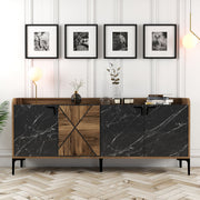 Aparador Industrial – 180 x 35 x 78 cm – Nogueira e Preto – Painéis de Partículas revestidos a Melamina