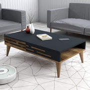 Mesa de Centro – 105 x 60 x 34,6 cm – Nogueira e Antracite – Painel de Partículas revestido a Melamina