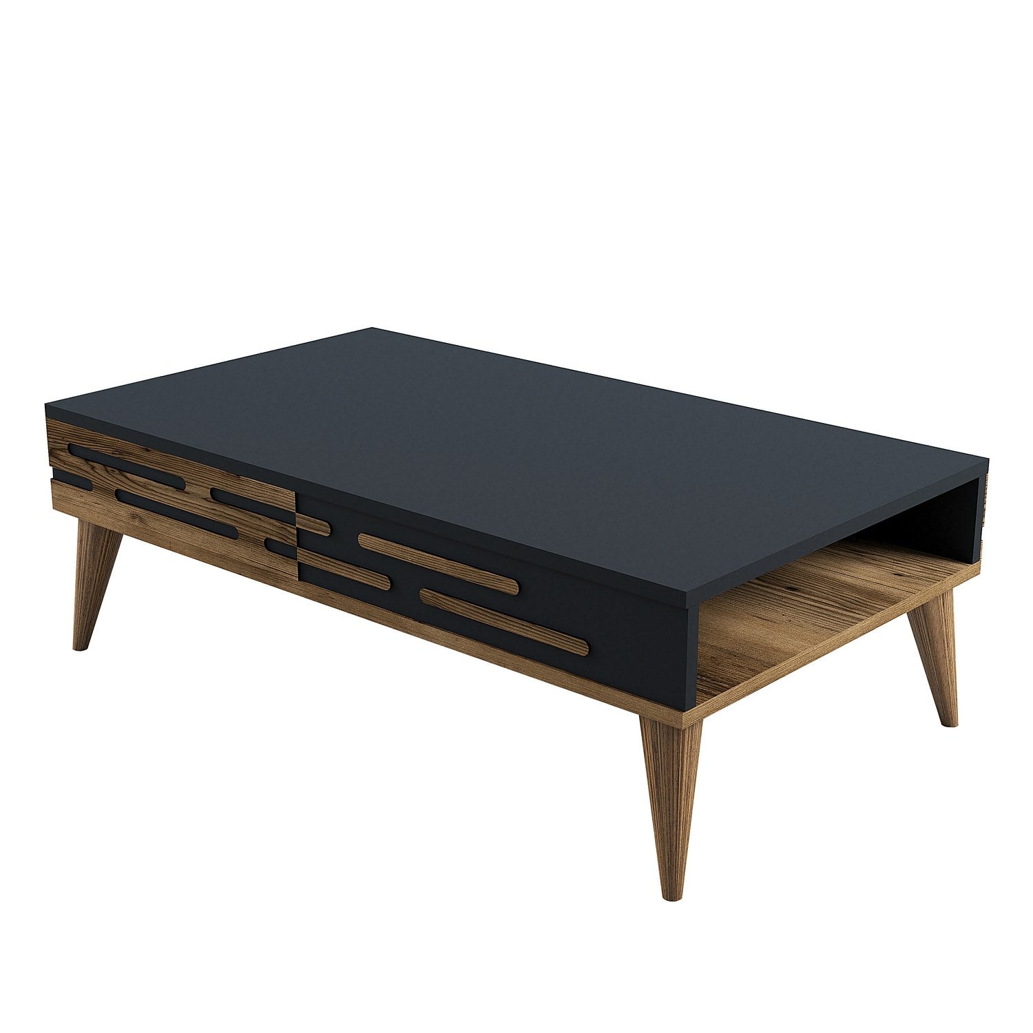 Mesa de Centro – 105 x 60 x 34,6 cm – Nogueira e Antracite – Painel de Partículas revestido a Melamina