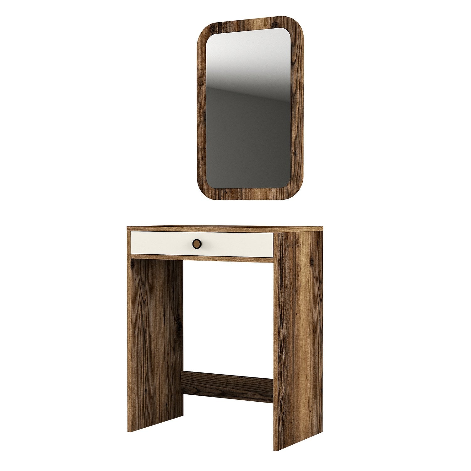 Toucador – 70 x 40 x 84,7 cm – Nogueira e Creme – Painel de partículas revestido a melamina