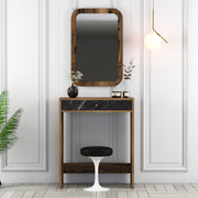 Toucador – 70 x 40 x 84,7 cm – Nogueira, Preto, Mármore – Melamina
