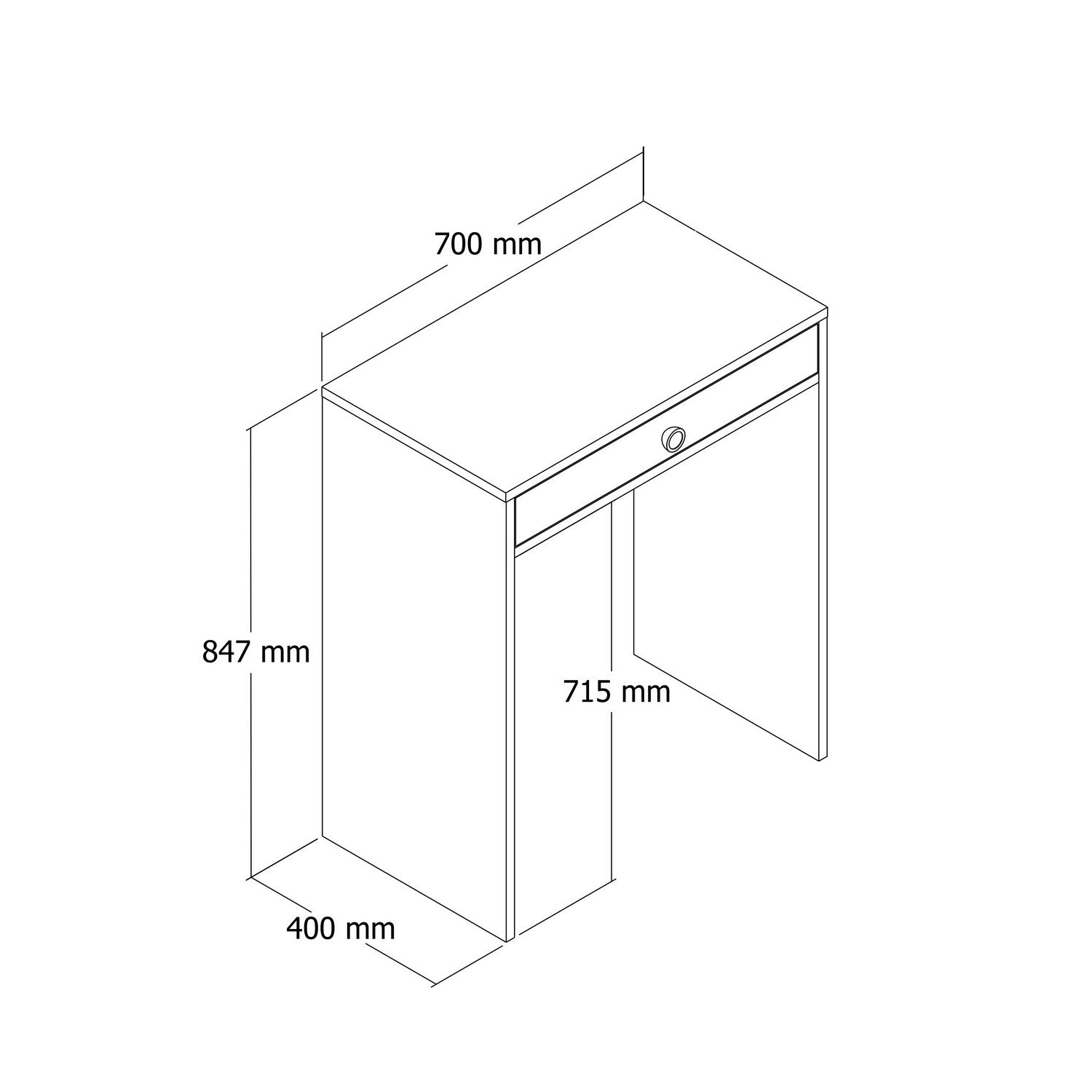 Toucador – 70 cm x 40 cm x 84,7 cm – Nogueira e Antracite – Painel de partículas