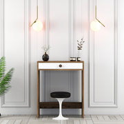 Toucador – 70 cm x 40 cm x 84,7 cm – Nogueira e Branca – Painel de partículas revestido a melamina