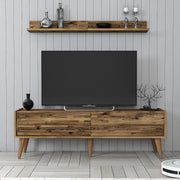 Móvel de TV elegante – 140 cm de largura – nogueira – melamina