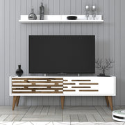 Móvel de TV moderno – 140 cm de largura – Branco – Melamina