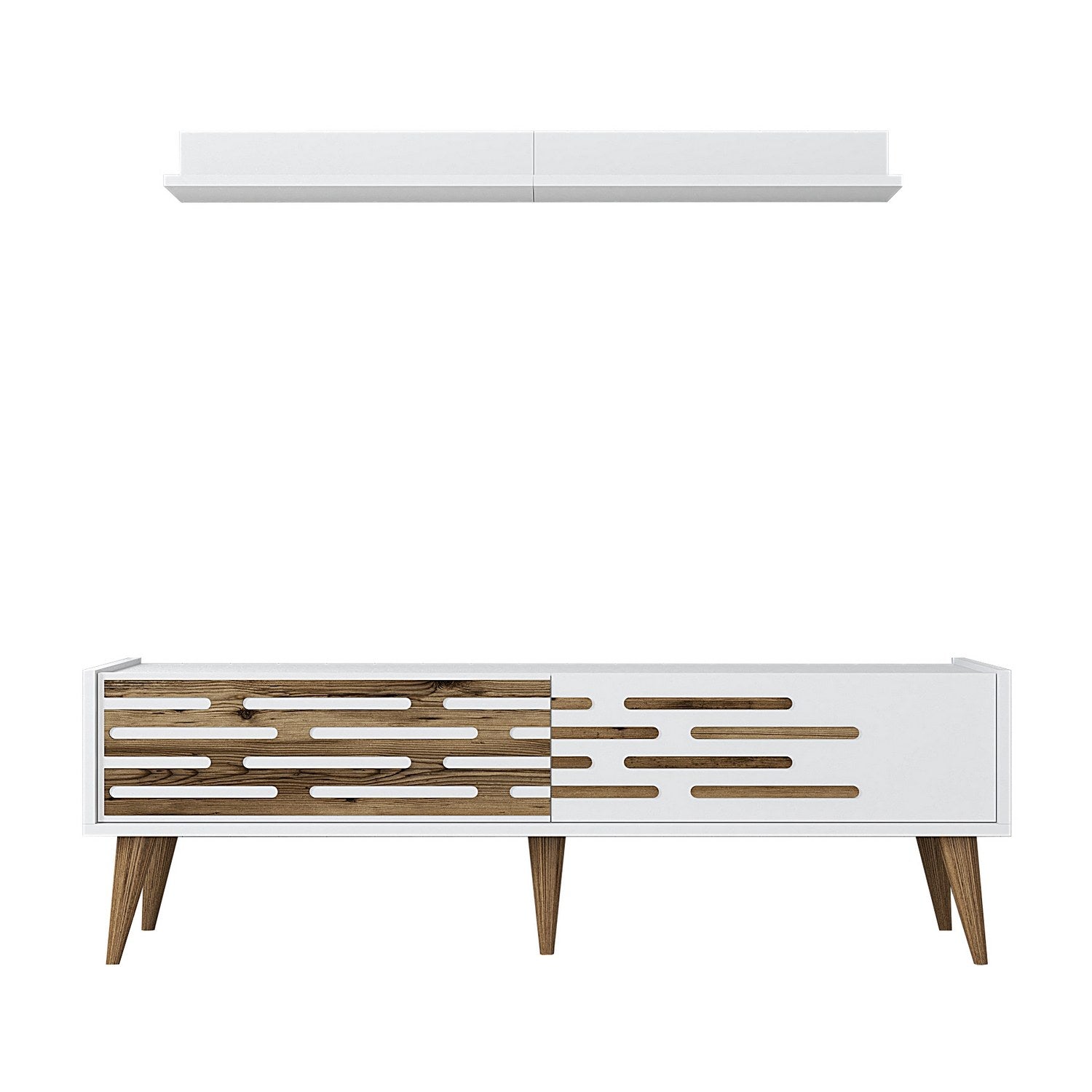 Móvel de TV moderno – 140 cm de largura – Branco – Melamina