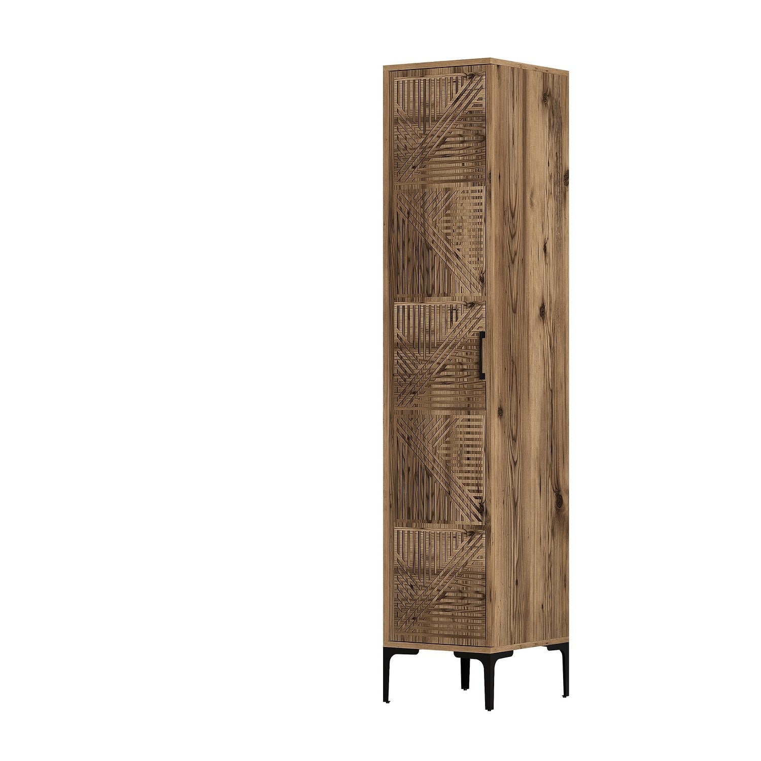 Guarda-roupa em nogueira – 40 cm x 201,4 cm x 47,5 cm – nogueira – painel de partículas revestido em melamina