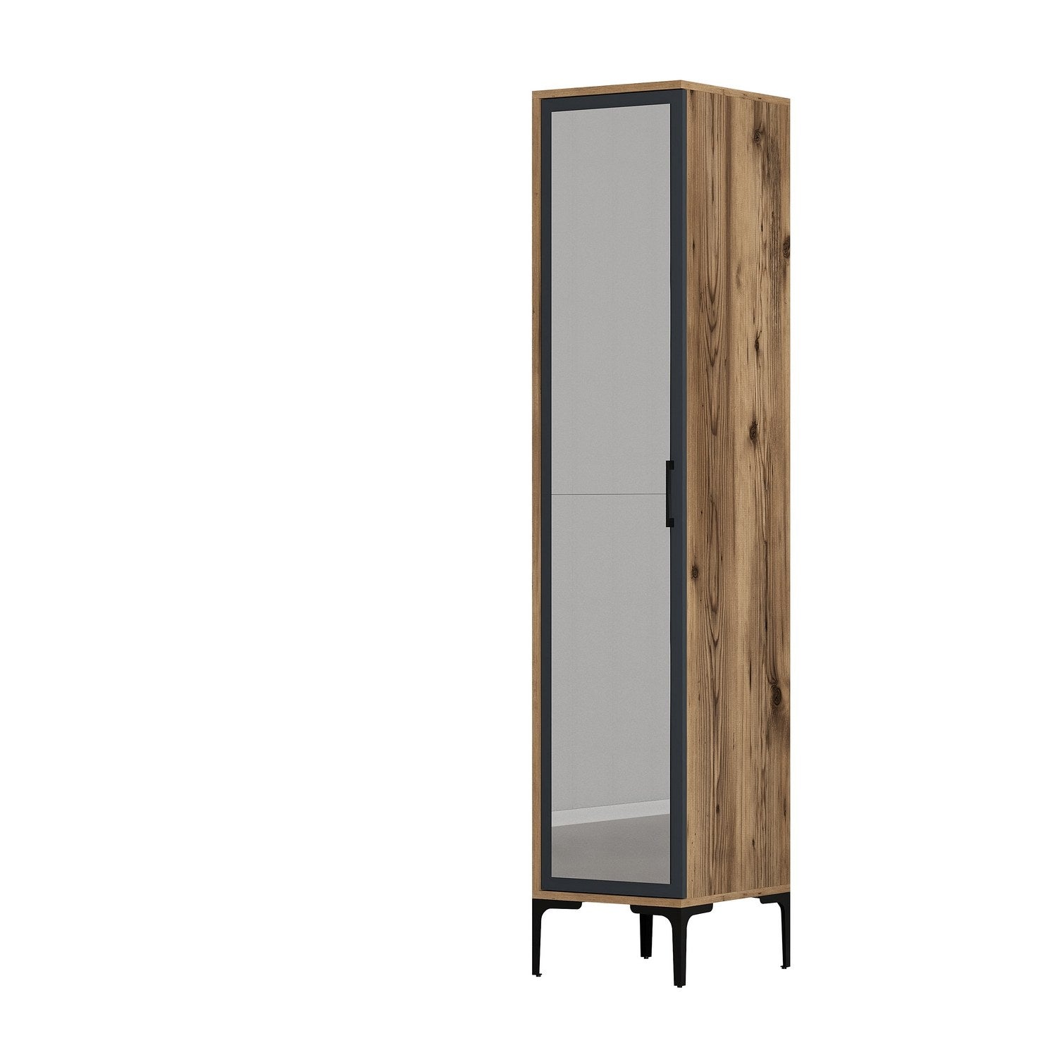 Guarda-roupa elegante – 40 x 47,5 x 201,4 cm – Nogueira e Antracite – Painel de partículas revestido de melamina
