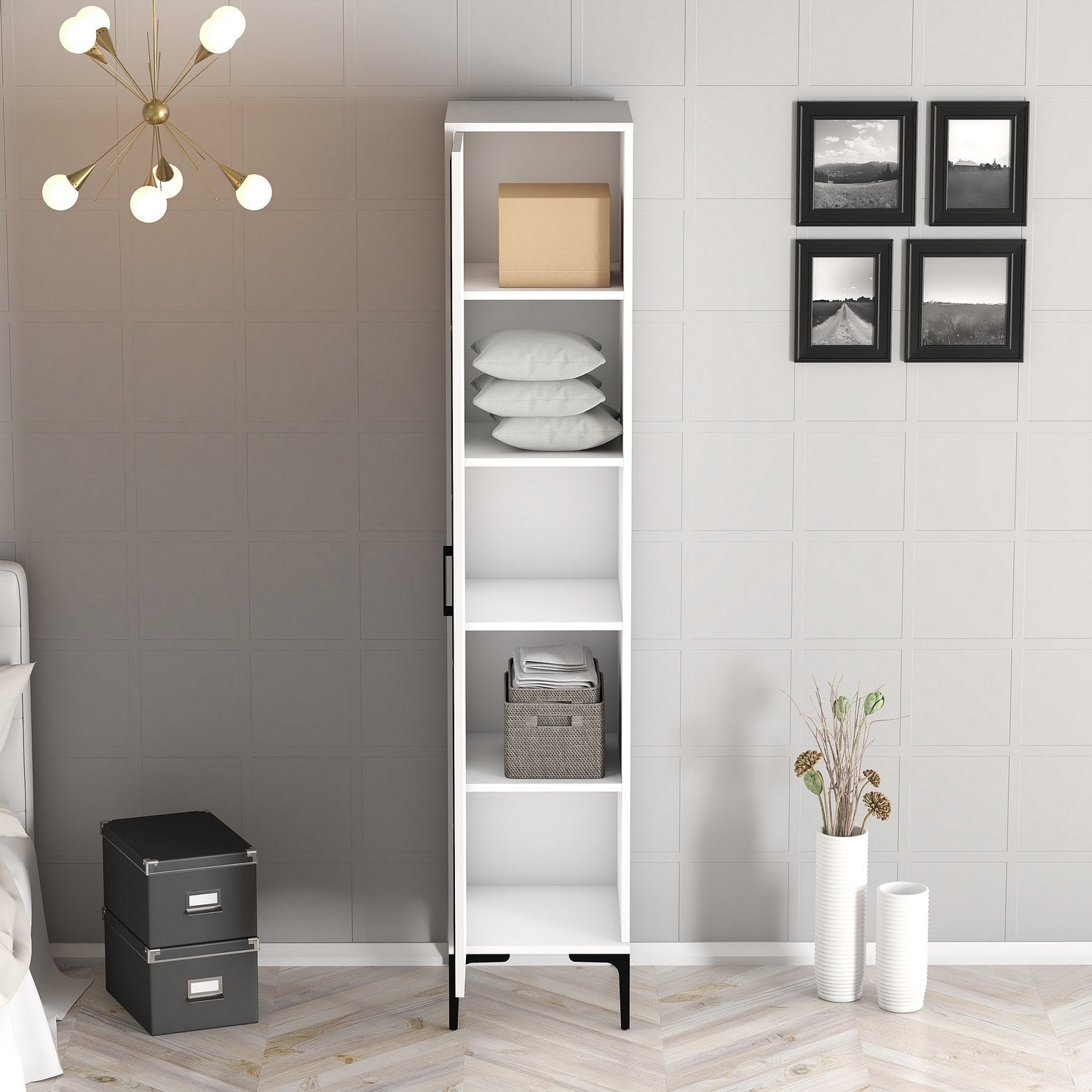 Guarda-roupa – 40 cm x 47,5 cm x 201,4 cm – Branco – Painel de partículas revestido de melamina