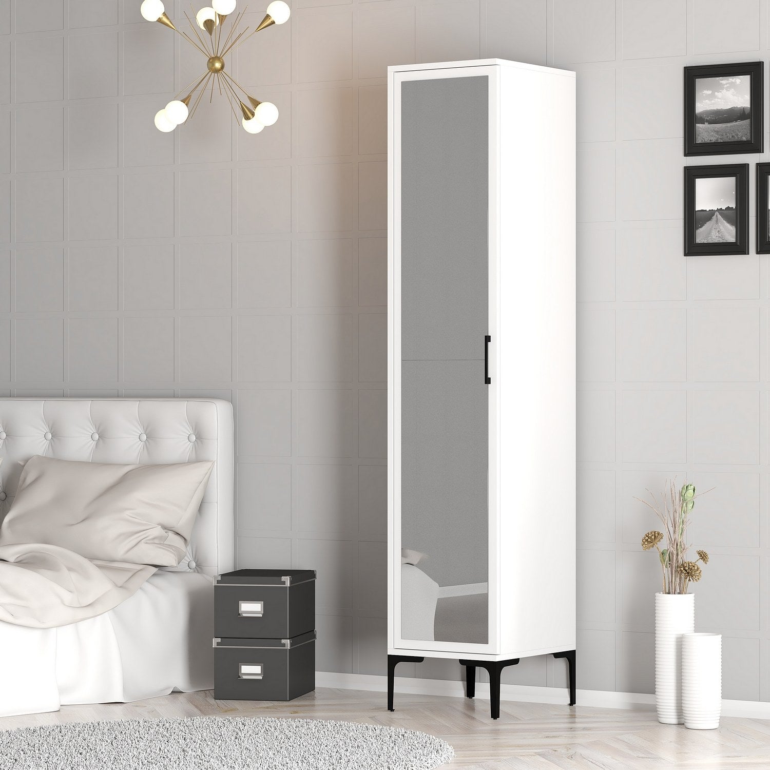Guarda-roupa – 40 cm x 47,5 cm x 201,4 cm – Branco – Painel de partículas revestido de melamina