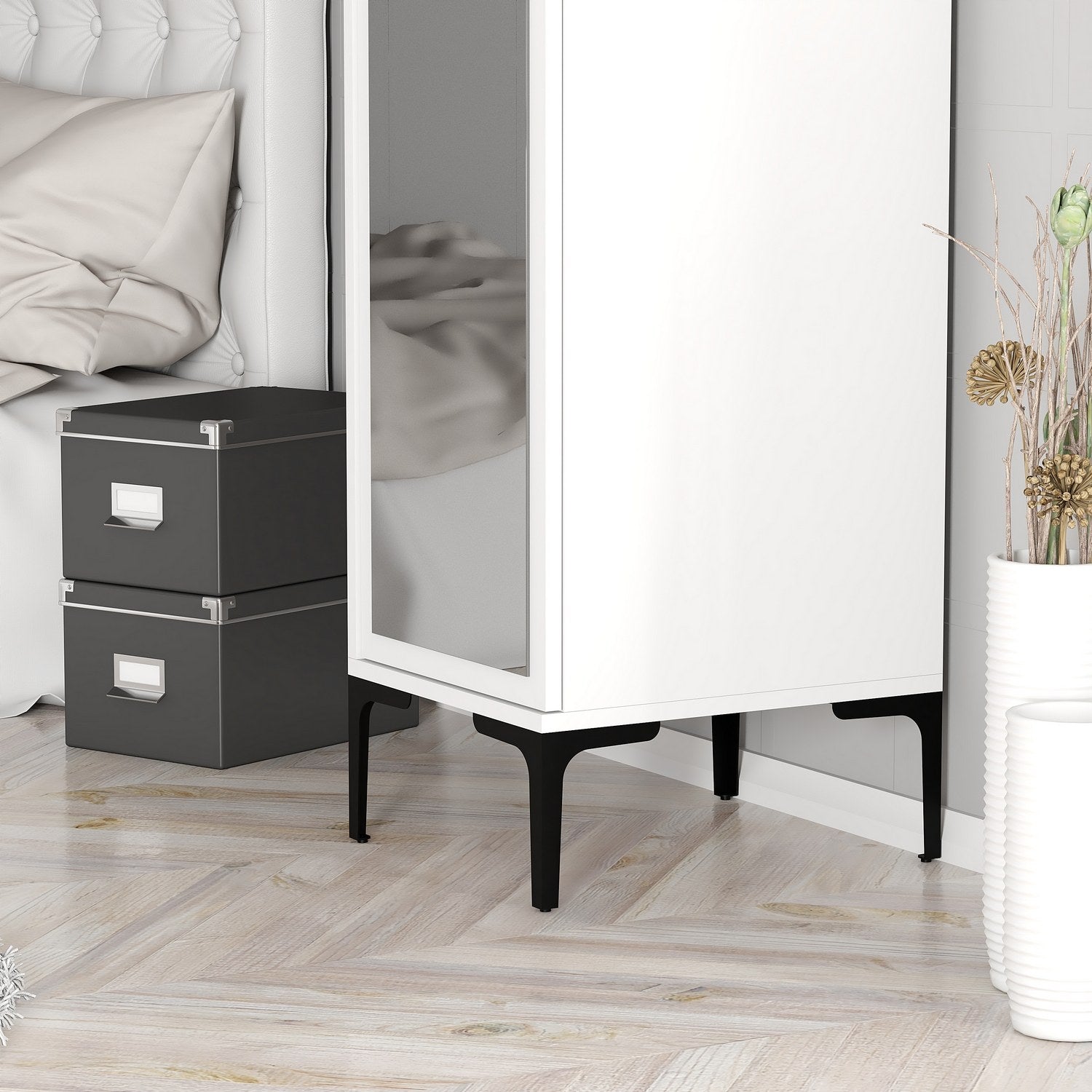 Guarda-roupa – 40 cm x 47,5 cm x 201,4 cm – Branco – Painel de partículas revestido de melamina