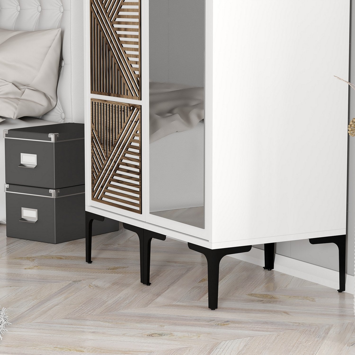 Guarda-roupa – 80 cm x 201,4 cm x 47,5 cm – Branco – Painel de partículas revestido de melamina