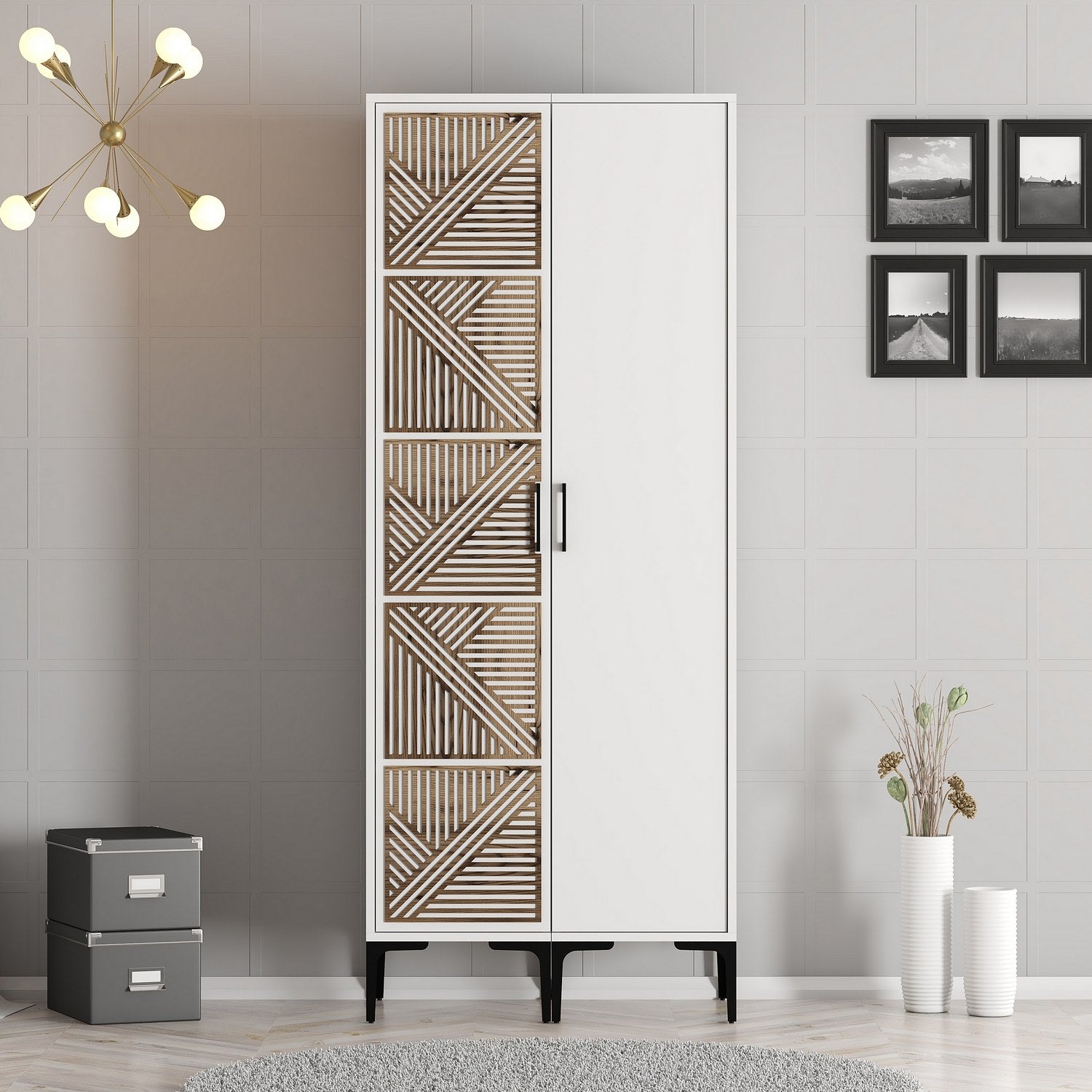 Guarda-roupa – 80 cm x 201,4 cm x 47,5 cm – Branco – Painel de partículas revestido de melamina
