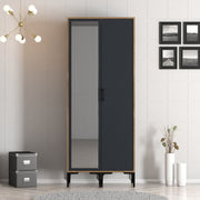 Guarda-roupa elegante – 80 cm x 201,4 cm x 47,5 cm – nogueira e antracite – painel de partículas revestido a melamina