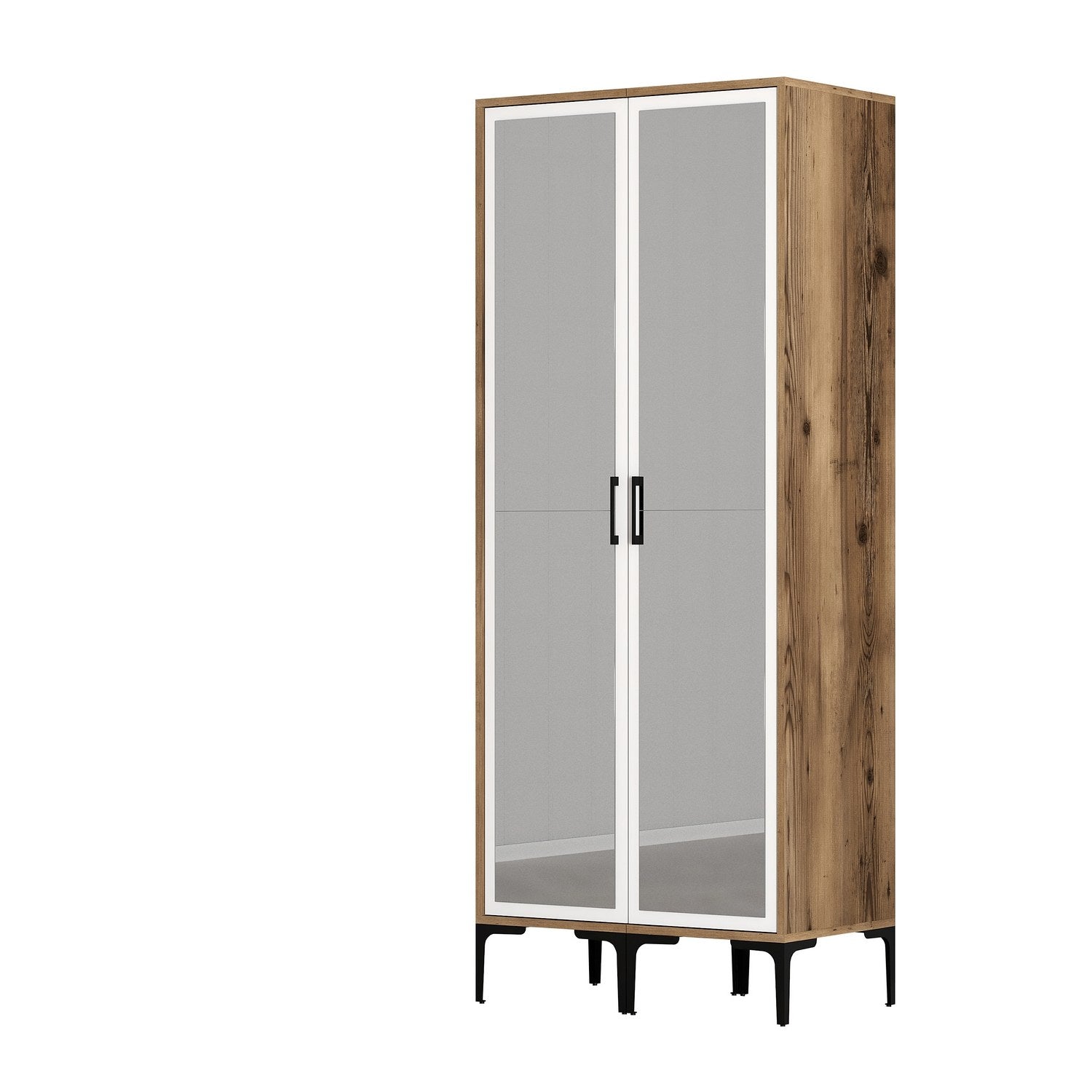 Guarda-roupa elegante – 80 cm L x 47,5 cm A x 201,4 cm P – nogueira e branco – painel de partículas revestido a melamina