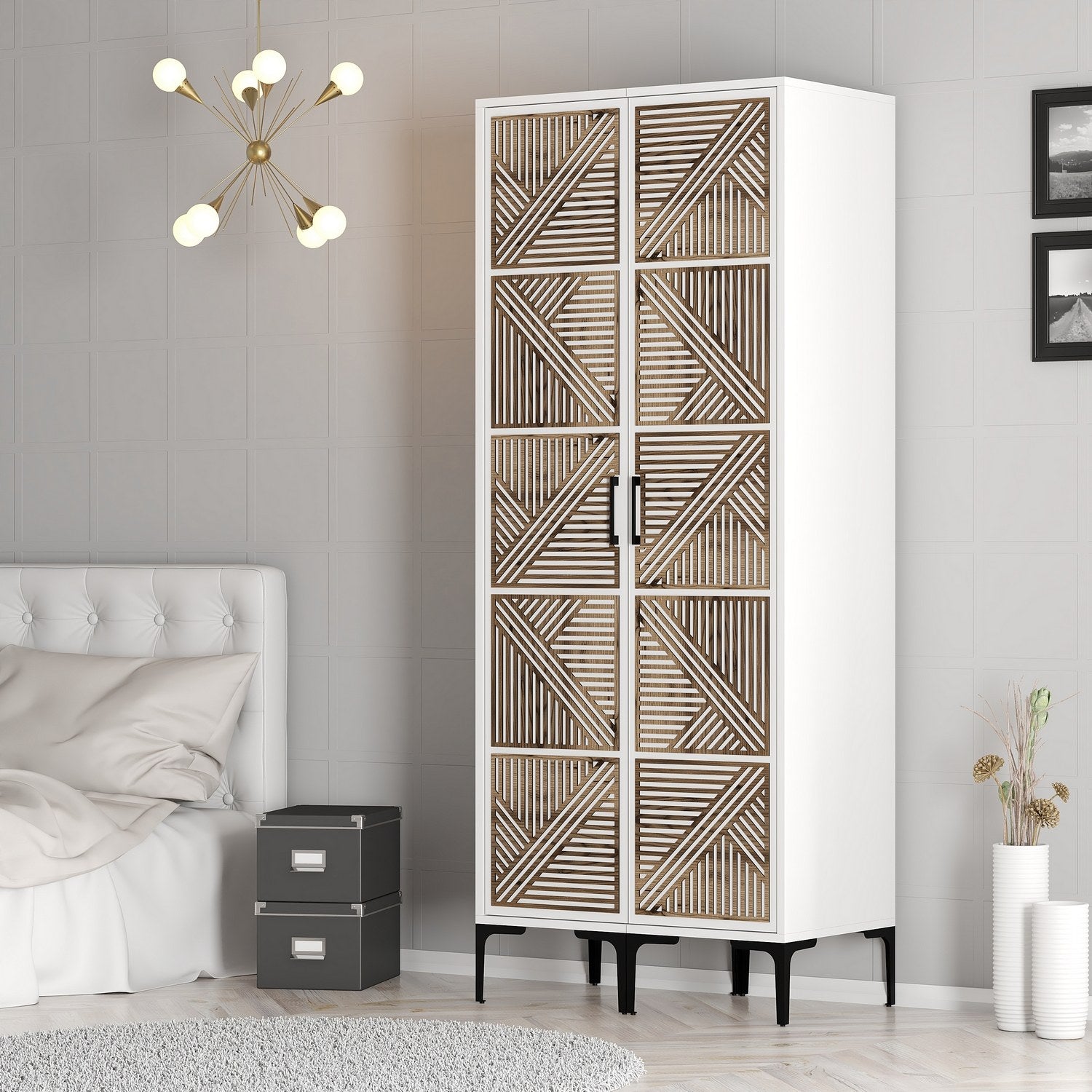 Guarda-roupa – 80 cm x 201,4 cm x 47,5 cm – Branco – Painel de partículas revestido a melamina