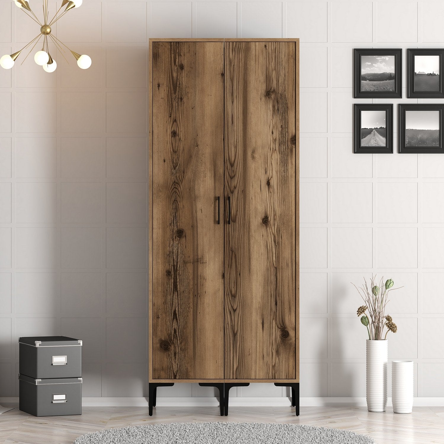 Guarda-roupa em nogueira – 80 cm x 201,4 cm x 47,5 cm – melamina