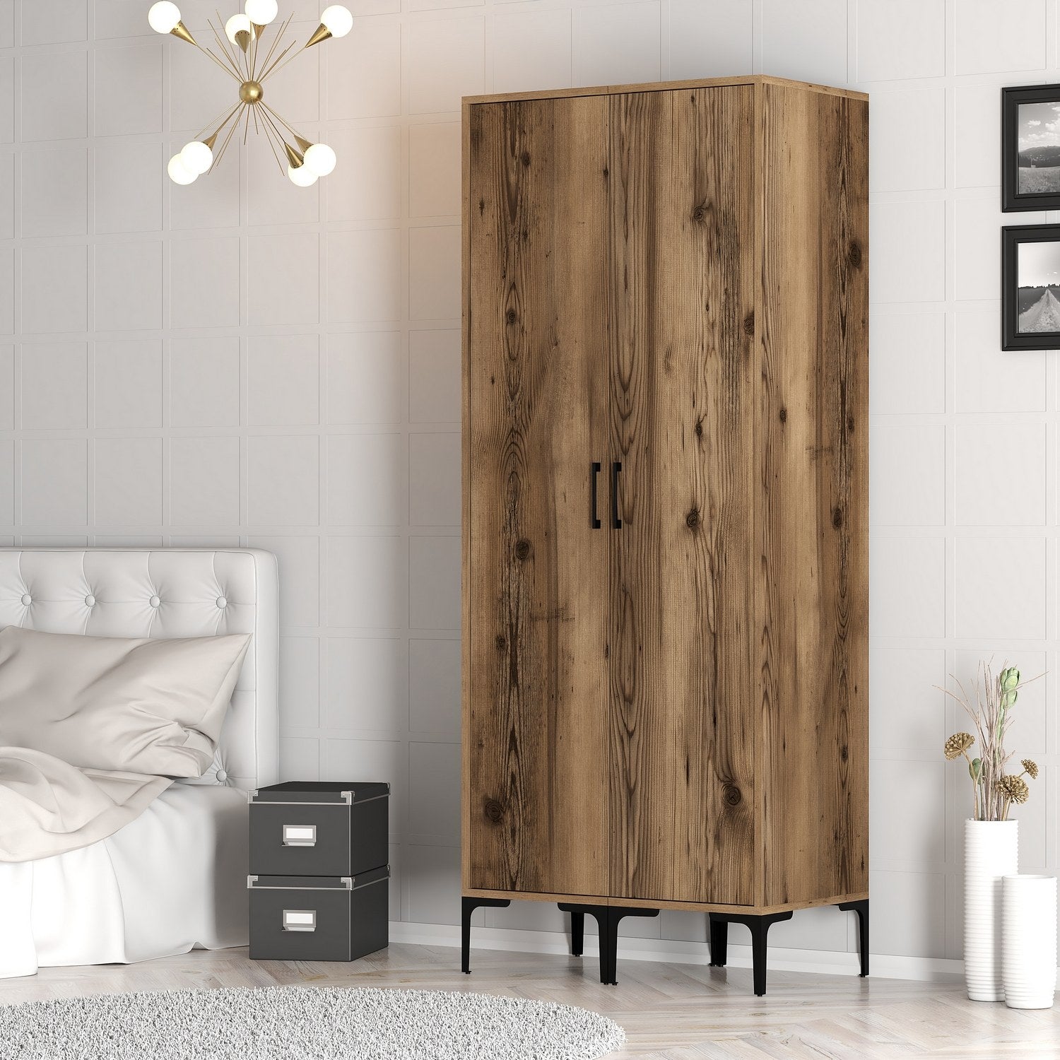 Guarda-roupa em nogueira – 80 cm x 201,4 cm x 47,5 cm – melamina