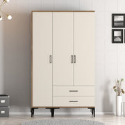 Guarda-roupa em nogueira e creme – 120 cm x 201,4 cm x 47,5 cm – material de partículas revestido em melamina