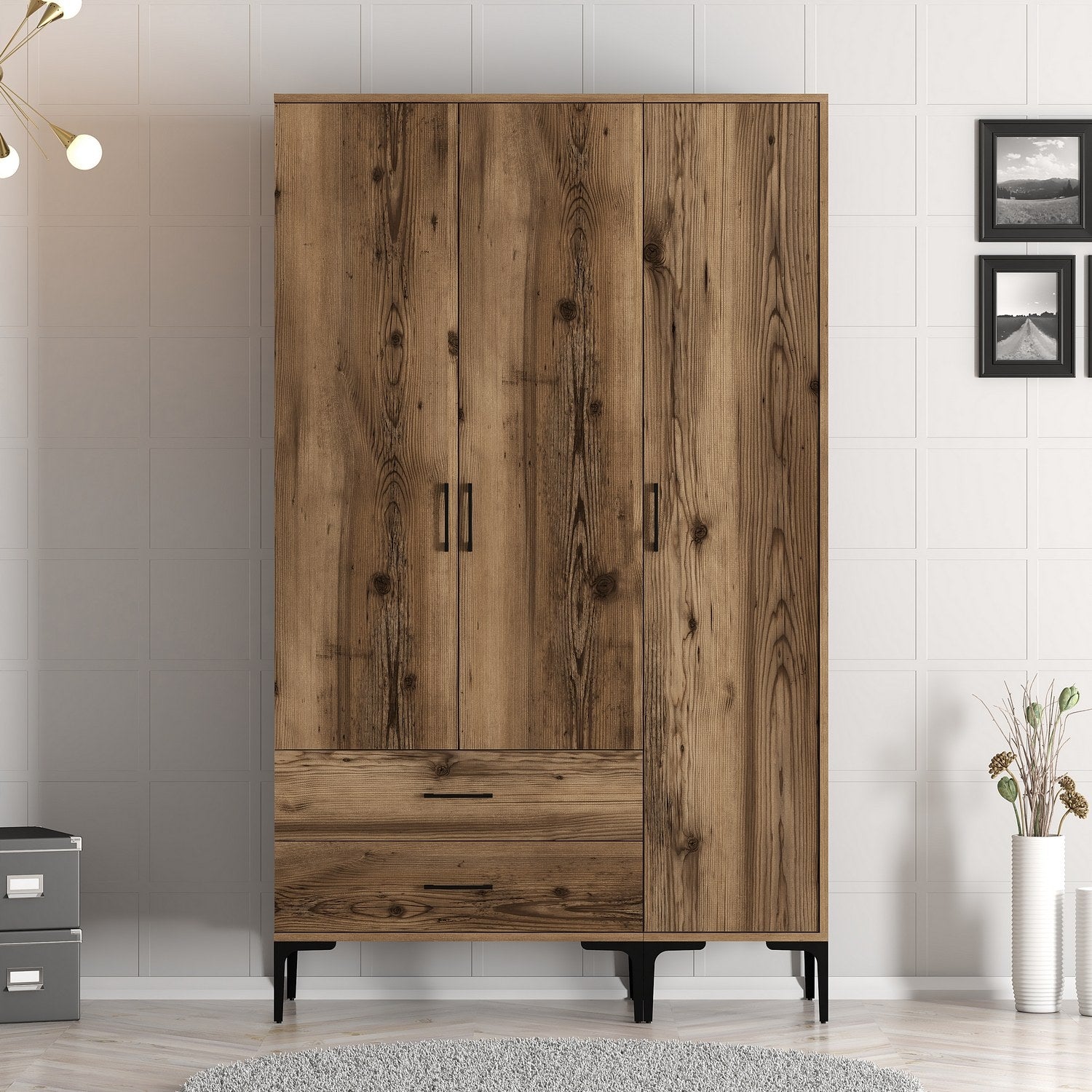 Guarda-roupa em nogueira – 120 cm x 201,4 cm x 47,5 cm – madeira