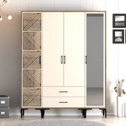Guarda-roupa – 160 cm x 201,4 cm x 47,5 cm – nogueira e creme – painel de partículas revestido em melamina