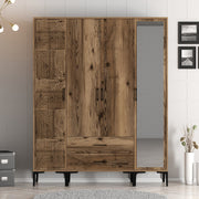 Guarda-roupa em nogueira – 160 cm x 201,4 cm x 47,5 cm – Painel de partículas revestido em melamina