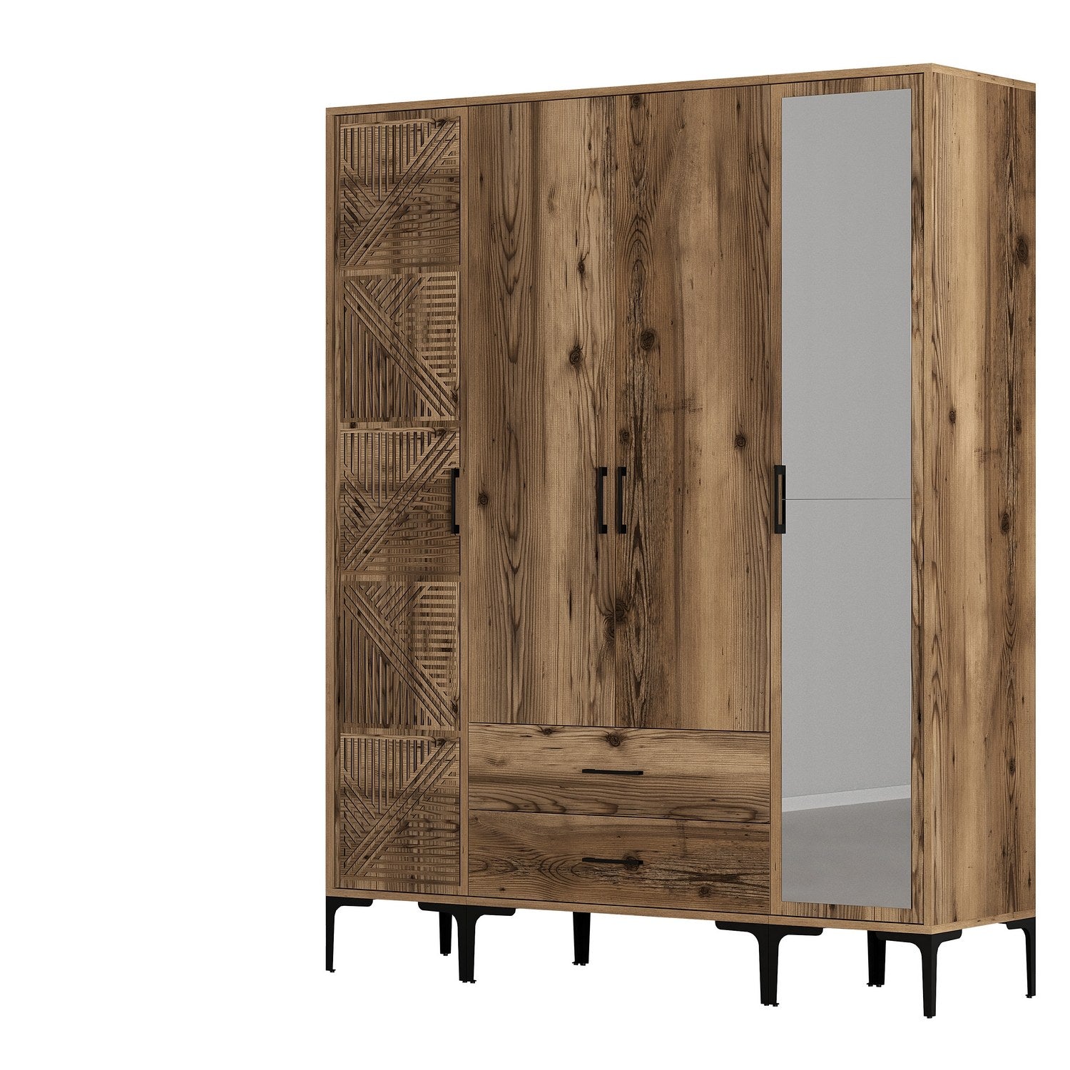 Guarda-roupa em nogueira – 160 cm x 201,4 cm x 47,5 cm – Painel de partículas revestido em melamina