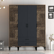 Guarda-roupa elegante – 160 x 201,4 x 47,5 cm – nogueira e antracite – painel de partículas