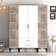 Guarda-roupa em nogueira e branco – 160 cm x 201,4 cm x 47,5 cm – 100% placa de partículas revestida em melamina