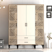 Guarda-roupa em nogueira e creme – 160 cm x 201,4 cm x 47,5 cm – painel de partículas