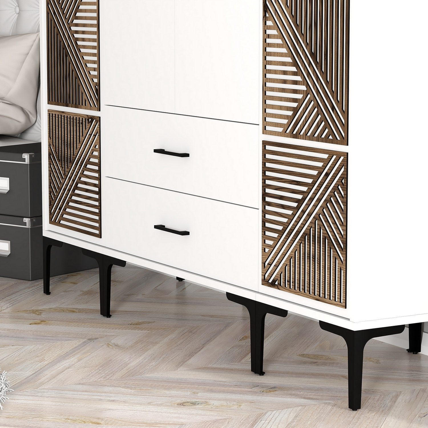 Guarda-roupa – 160 cm x 201,4 cm x 47,5 cm – Branco – Painéis de partículas revestidos a melamina